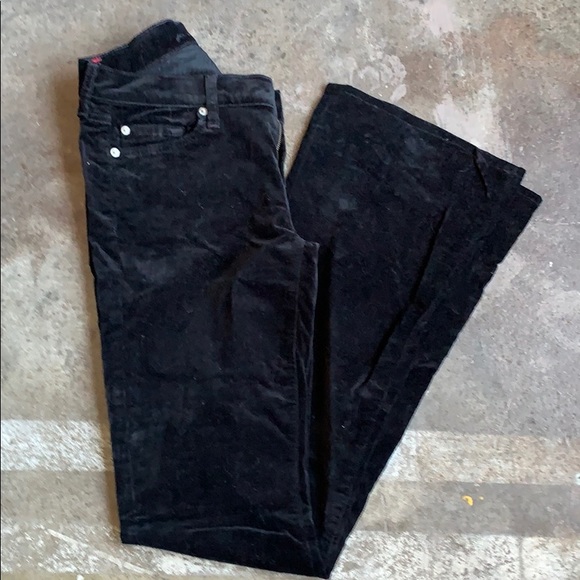 7 For All Mankind Black Velvet Flare Jeans Size 27 - Picture 2 of 6